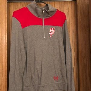 Red and gray, Ohio state half zip, PINK brand